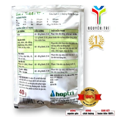 Phân Bón Lá NPK 7-5-44+TE Hợp Trí 40g - Ra Hoa Sớm, Trổ Bông Loạt, Chắc Hạt, 8.500đ 5