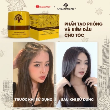 Phấn kiềm dầu Arganmidas tạo phồng chân tóc, gội khô 4g - Tóc bồng bềnh, giảm giá 103.000 VND 3
