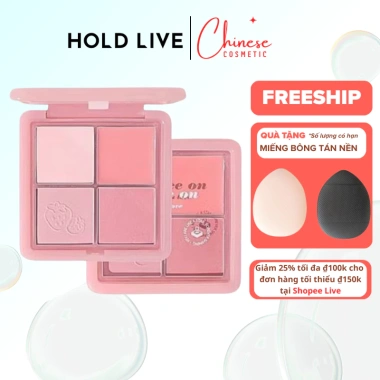 Phấn má hồng 4 ô Hold Live CHANCE ON HL707 - Màu hồng tự nhiên, bám lâu, giá chỉ 125.000đ