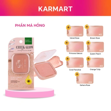 Phấn Má Hồng Baby Bright Cheek Glow Sunflower Blush 5.2g - Mềm Mịn, Ánh Nhũ, Giá 99.000₫