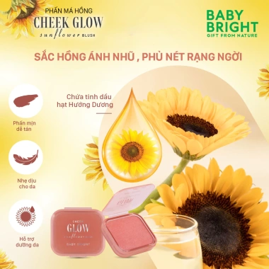 Phấn Má Hồng Baby Bright Cheek Glow Sunflower Blush 5.2g - Mềm Mịn, Ánh Nhũ, Giá 99.000₫ 3 Phấn Má Hồng Baby Bright Cheek Glow Sunflower Blush 5.2g - Mềm Mịn, Ánh Nhũ, Giá 99.000₫ 3