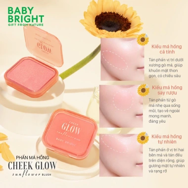 Phấn Má Hồng Baby Bright Cheek Glow Sunflower Blush 5.2g - Mềm Mịn, Ánh Nhũ, Giá 99.000₫