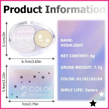 Phấn Mắt 2 Màu Chống Thấm Nước Highlighter Palette Dành Cho Nữ Teen Giá 44k VND 5
