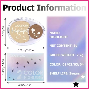 Phấn Mắt 2 Màu Chống Thấm Nước Highlighter Palette Dành Cho Nữ Teen Giá 44k VND 10