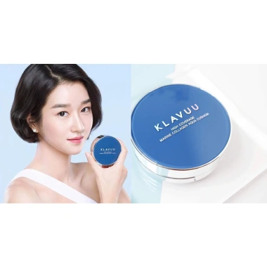 Phấn Nước KLAVUU Blue Pearlsation High Coverage Collagen Aqua Cushion SPF50 PA+++ - Che phủ đẹp, dưỡng da, giá 260k