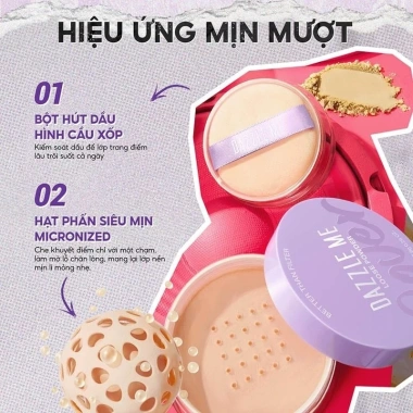 Phấn phủ DAZZLE ME bột kiềm dầu Better Than Filter 8g - Giá ưu đãi 119.000 VND 3 Phấn phủ DAZZLE ME bột kiềm dầu Better Than Filter 8g - Giá ưu đãi 119.000 VND 3