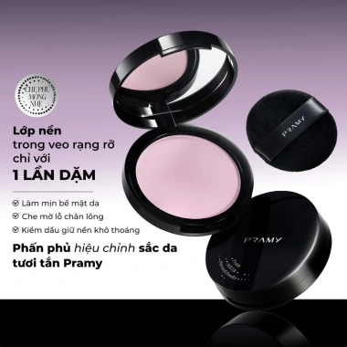 Phấn Phủ Nén PRAMY Sheer Velvet Mist 8G - Hiệu Chỉnh Sắc Da Tươi Tắn Nhung Mịn 4