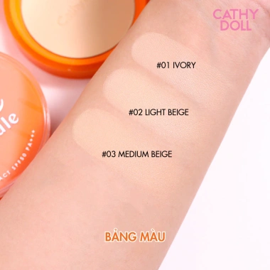 Phấn Phủ Sáng Da Mờ Thâm Cathy Doll Kiềm Dầu Lớp Nền Ráo Mịn Vit C SPF50 PA+++ 12g 7