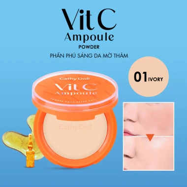 Phấn Phủ Sáng Da Mờ Thâm Cathy Doll Kiềm Dầu Lớp Nền Ráo Mịn Vit C SPF50 PA+++ 12g 9