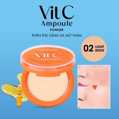 Phấn Phủ Sáng Da Mờ Thâm Cathy Doll Kiềm Dầu Lớp Nền Ráo Mịn Vit C SPF50 PA+++ 12g 10