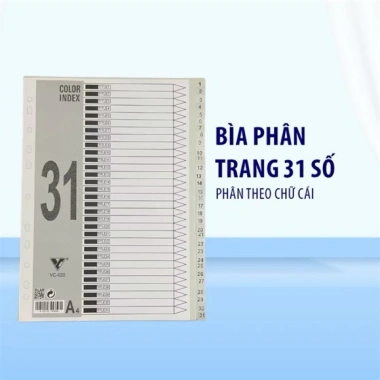 Phân trang nhựa A4 10 số, 12 số, 24 chữ cái, 31 số - Giá ưu đãi 18.000đ 6