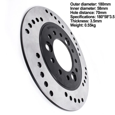 Phanh đĩa 180mm 3 lỗ cho xe tay ga và ebike, tương thích GY6 DR20, bám phanh mạnh 8
