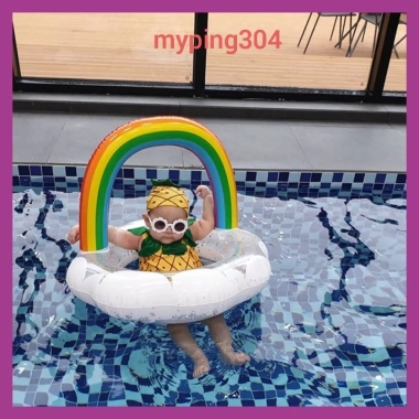 Phao bơi cầu vồng thời trang, chống lật an toàn cho bé 6 tháng, giá ưu đãi 109.000₫