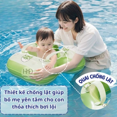 Phao Bơi Chống Lật Bé 0-6 Tuổi - Quai Bảo Vệ An Toàn, Tự Động Bơm, Giá 60k 2