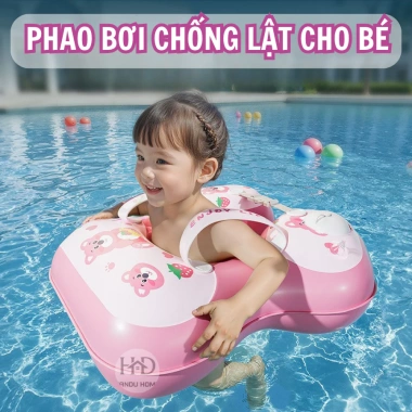 Phao Bơi Chống Lật Bé 0-6 Tuổi - Quai Bảo Vệ An Toàn, Tự Động Bơm, Giá 60k 3