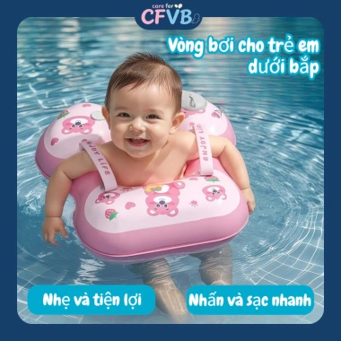 Phao bơi chống lật gấp gọn tự bơm hơi, mô hình hoạt hình cho trẻ dưới 3 tuổi - 135k