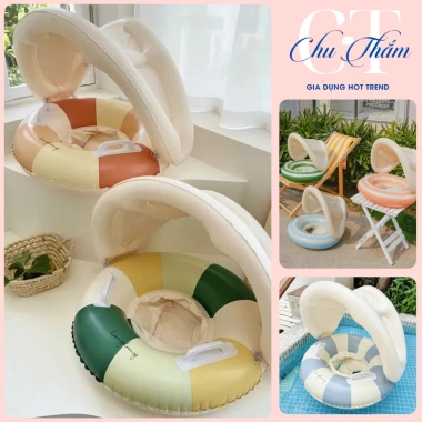 Phao Bơi Có Mái Che Cho Bé An Toàn, Chống Nắng Mùa Hè, Giá Ưu Đãi 32.000 VND