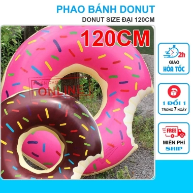 Phao Bơi Tròn 120cm Người Lớn - Hình Bánh Donut, Giá chỉ 140.000đ, Bền An Toàn