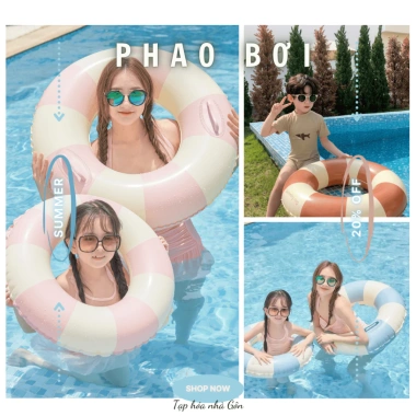 Phao bơi tròn đa màu PVC cao cấp cho bé và người lớn tập bơi - Giá ưu đãi 55.000₫