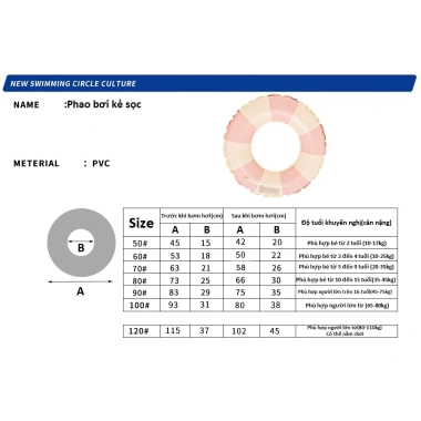 Phao bơi tròn đa màu PVC cao cấp cho bé và người lớn tập bơi - Giá ưu đãi 55.000₫
