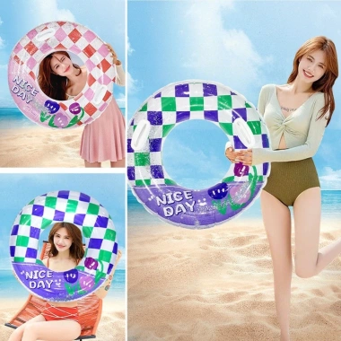 Phao bơi tròn hình cầu màu cầu vồng nhũ lấp lánh PVC cho bé và người lớn - Giá chỉ 63.500₫