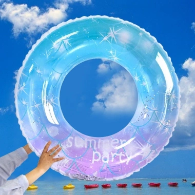 Phao bơi tròn hình cầu màu cầu vồng nhũ lấp lánh PVC cho bé và người lớn - Giá chỉ 63.500₫