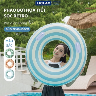 Phao bơi tròn Sọc Retro PVC dày dặn, tay cầm tiện lợi, đủ size trẻ em và người lớn 47k