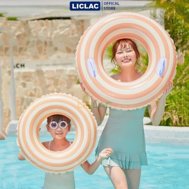 Phao bơi tròn Sọc Retro PVC dày dặn, tay cầm tiện lợi, đủ size trẻ em và người lớn 47k