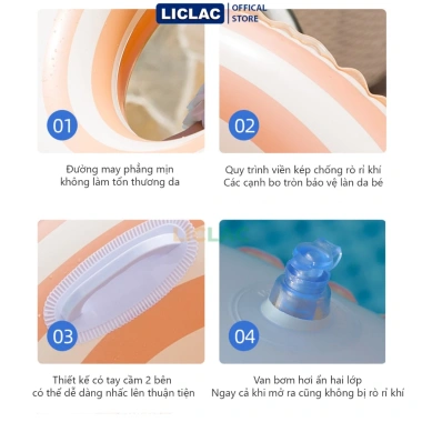 Phao bơi tròn Sọc Retro PVC dày dặn, tay cầm tiện lợi, đủ size trẻ em và người lớn 47k