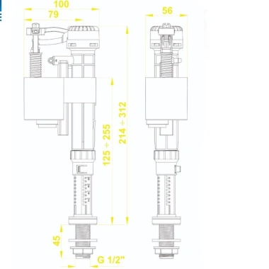 Phao cấp nước bồn cầu WS08 cao cấp liền khối & 2 khối rời, điều chỉnh chiều cao, chỉ 98.000₫