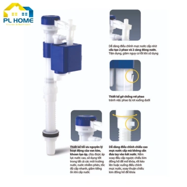 Phao cấp nước bồn cầu WS08 cao cấp liền khối & 2 khối rời, điều chỉnh chiều cao, chỉ 98.000₫
