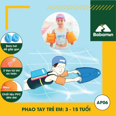 Phao tay trẻ em học bơi, chơi nước Giá chỉ 40.000đ giảm 20% chất liệu an toàn 4