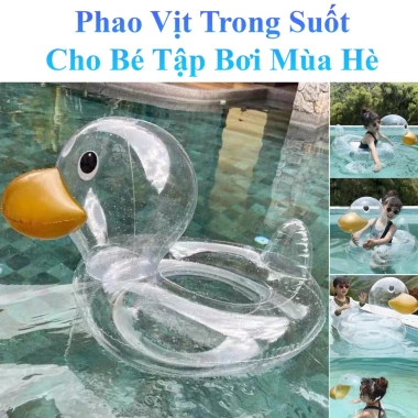 Phao Vịt Trong Suốt Dễ Thương Cho Bé Tập Bơi Mùa Hè Giá 85.000 (Giá gốc 105.400)