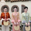 Pháp phục đi chùa nữ tằm ánh kim và quần lụa ngọc trai sang trọng, giảm giá 399k