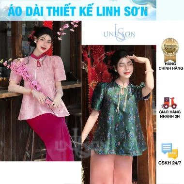 Pháp phục Tết Hoa Xuân – Bộ vân hoa nổi, quần lụa dày dặn, áo dài Linh Sơn giảm 22%