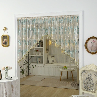 Pháp Retro Cửa Rèm Đục Lỗ Nửa Rèm Thêu - Vách Ngăn Lối Vào Phòng Khách, Phòng Ngủ Giá 111.240 VND
