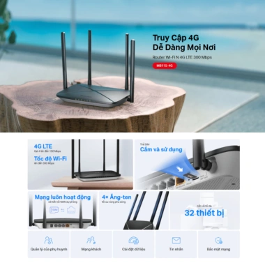 Phát Wifi 4G Mercurys MB115-4G/MB112-4G - Băng Thông 300M, Cổng WAN và LAN, 689k 3