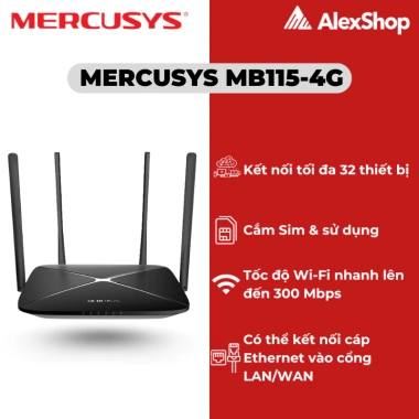 Phát Wifi 4G Mercurys MB115-4G/MB112-4G - Băng Thông 300M, Cổng WAN và LAN, 689k 10