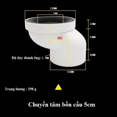 Phễu chỉnh lệch tâm bồn cầu 10cm - Dày, chống hôi, giảm giá 18% chỉ 46.080₫