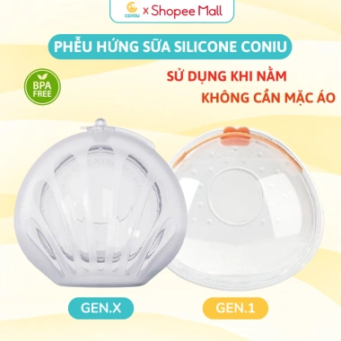 Phễu Hứng Sữa Coniu Silicone Cao Cấp - Dùng Khi Nằm, Hộp 2 Cái, 199.000₫