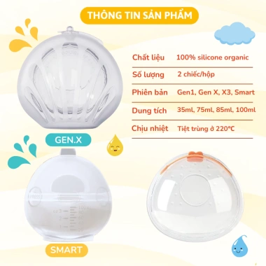Phễu Hứng Sữa Coniu Silicone Cao Cấp - Dùng Khi Nằm, Hộp 2 Cái, 199.000₫