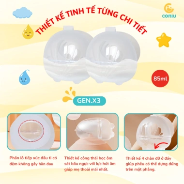 Phễu Hứng Sữa Coniu Silicone Cao Cấp - Dùng Khi Nằm, Hộp 2 Cái, 199.000₫