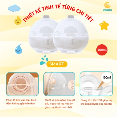 Phễu Hứng Sữa Coniu Silicone Cao Cấp - Dùng Khi Nằm, Hộp 2 Cái, 199.000₫