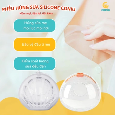 Phễu Hứng Sữa Coniu Silicone Cao Cấp - Dùng Khi Nằm, Hộp 2 Cái, 199.000₫