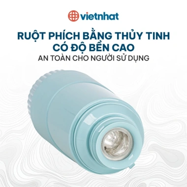 Phích bình thủy 450ml nhựa Việt Nhật - Ruột thủy tinh giữ nhiệt nóng lạnh giảm giá 8
