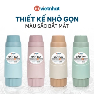 Phích bình thủy 450ml nhựa Việt Nhật - Ruột thủy tinh giữ nhiệt nóng lạnh giảm giá 9