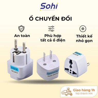 Phích cắm chuyển đổi 3 chân sang 2 chân 220V - Ổ cắm 3 chấu đa năng, an toàn, giá 23.800₫