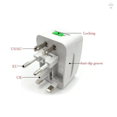 Phích cắm chuyển đổi AC du lịch AU UK US EU + USB, bộ sạc điện quốc tế trắng 150k 3