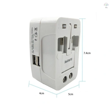 Phích cắm chuyển đổi AC du lịch AU UK US EU + USB, bộ sạc điện quốc tế trắng 150k 5