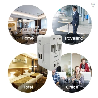 Phích cắm chuyển đổi AC du lịch AU UK US EU + USB, bộ sạc điện quốc tế trắng 150k 9